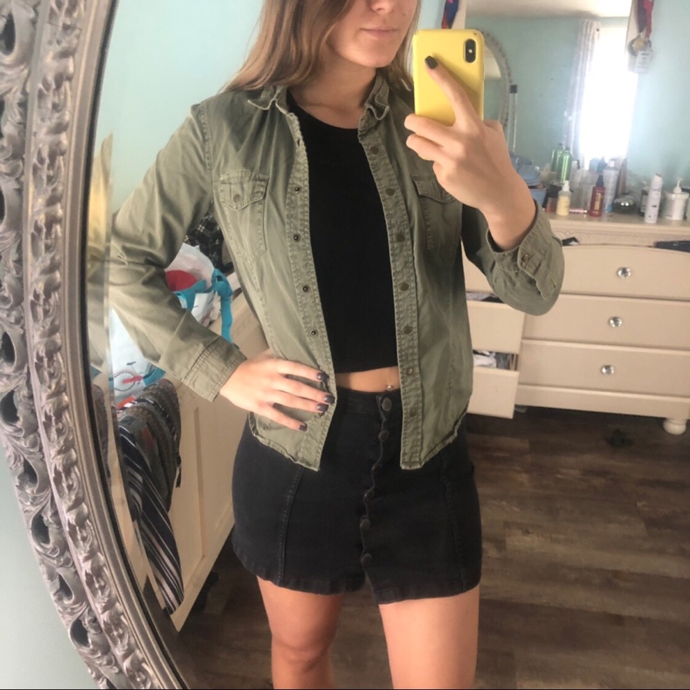 Olive Green Button Up Shirt